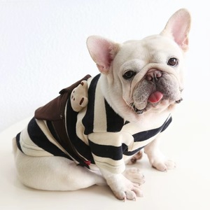 Sweat <span class=keywords><strong>à</strong></span> capuche rayé pour chien Meow Knight avec <span class=keywords><strong>sac</strong></span> <span class=keywords><strong>à</strong></span> <span class=keywords><strong>dos</strong></span> en forme d'ours en peluche, vêtements décontractés pour bouledogues <span class=keywords><strong>français</strong></span>, pugs et corgis - Product Image 5