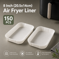 Papiers sulfurés rectangulaires blancs double face pour friteuse à air, 150 pièces, jetables, antiadhésifs, écologiques, pour pain, 20,5x14cm, double usage