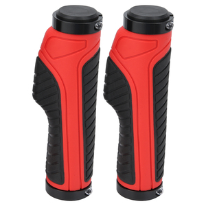 Poignées de guidon souples pour VTT, poignées de guidon en caoutchouc antidérapantes à double verrouillage, noir rouge - Product Image 6