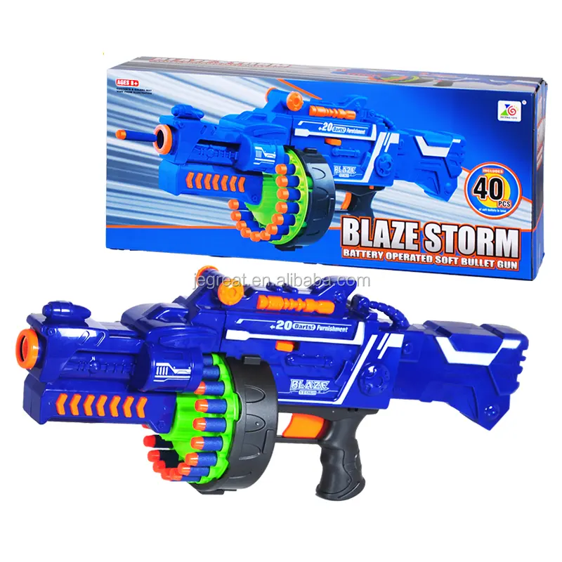 Blaster de pistolet jouet électronique à piles pour jeu de tir pour enfants avec 40 fléchettes de recharge