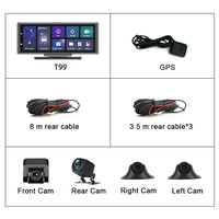 Kamera dasbor mobil 10.26 inci, kamera 4 kamera Android 8.1remote kontrol Auto 360 DVR 4G WiFi ADAS dasbor GPS kamera navigasi perekam Video