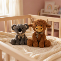 Peluche Koala Vache des Highlands Super Douce Rembourrée Coton PP Nœud Écossais Mignon Kawaii Cadeau d'Anniversaire OEM ODM