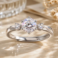 Bague en argent sterling 925 avec moissanite torsadée à six griffes, personnalisable Kirin, certifiée luxe, ajustable, OEM ODM
