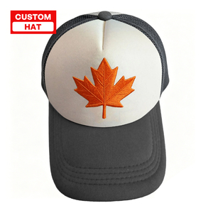 <span class=keywords><strong>Casquette</strong></span> de baseball unisexe Ujoy Gift, réglable, style trucker, avec logo personnalisé, pour le sport et la protection solaire, bicolore, broderie feuille d'érable - Product Image 1