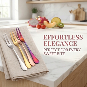 Fourchettes à fruits créatives en acier inoxydable pour la maison, hôtel, restaurant, vaisselle de dessert, gâteau, finition miroir Guangdong - Product Image 1