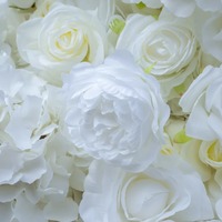 Weiße 8ft Handgefertigte Seidenblumenwand als Hochzeitsdekoration, Outdoor-Fotografie-Requisite im Europäischen Luxus-Stil, Künstliche Blumen
