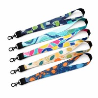 Lanière personnalisée en polyester avec impression numérique, porte-badge à crochet, motif géométrique lune étoile arbre pour le bureau et les salons professionnels