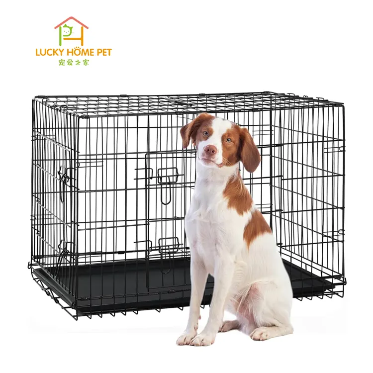 Stärker faltbarer Heimboden langlebiger Stahl-Metall-Hundekäfig Kiste zusammenklappbare Haustierhunde Käfige für Hund