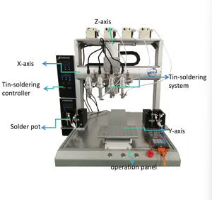 Hocheffiziente 4-Kopf-Automatische Lötmaschine Servomotor-Präzisionssystem für XYZ-Achsen Intelligentes <span class=keywords><strong>System</strong></span> für Leiterplatten 1 Jahr - Product Image 2