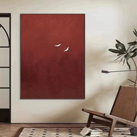 Oiseau élégant en vol peinture à l'huile peinte à la main sur toile rouge peinture abstraite oiseaux peinture moderne mur Art décor à la maison Art