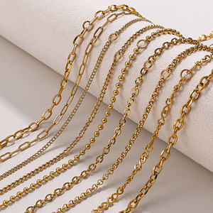 Collier pour femme en acier inoxydable plaqué or 18 carats, chaîne géométrique irrégulière, plusieurs styles, bijoux tendance - Product Image 1