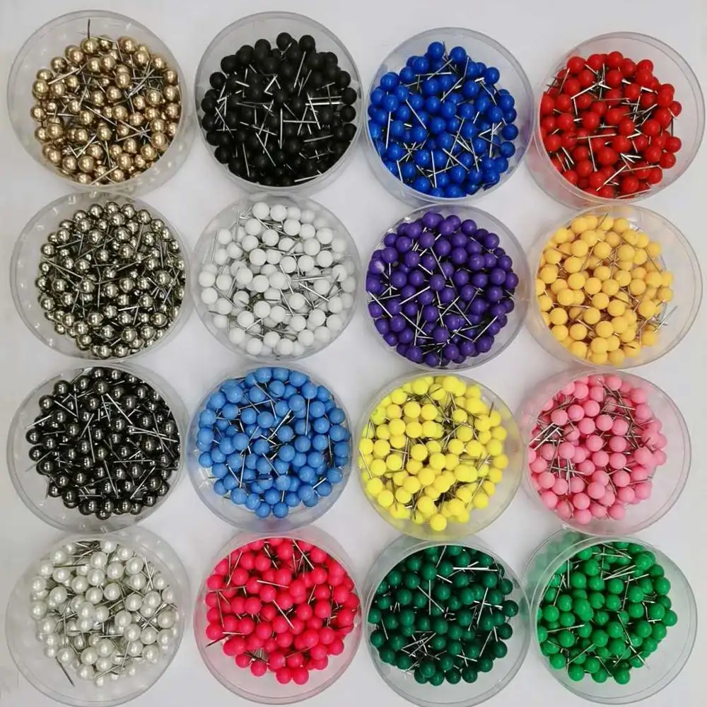 Round Head Map Pins Push Pins Ball Thumbtack Candy Color Pushpins Decorative Drawing Paper Thumbtack Custom Office Pins