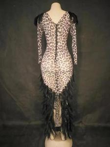 Vestidos Mujer Señora Elegante Leopardo Bodycon Pluma Vestido <span class=keywords><strong>de</strong></span> diamantes <span class=keywords><strong>de</strong></span> imitación Cumpleaños Celebrar Disfraz Vestido sexy Mujer Club nocturno - Product Image 2