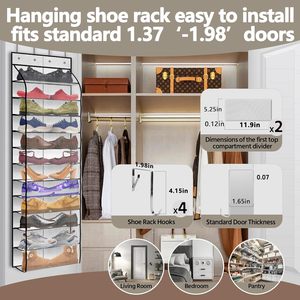 Over The Door <b>Shoe</b> Organizer 12 Pocket Mesh Bag Breathable Reusable For Men Women Sneakers Behind Door Wall <b>Storage</b> Rack - Product Image 5