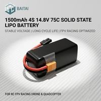 Batterie LiPo à semi-conducteurs 1500mAh 4S 14.8V 75C, tension stable, longue durée de vie, pour drone de course FPV RC, quadricoptère