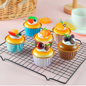 Modelos de postres de cupcakes de frutas simuladas, imanes para refrigerador, accesorios para fotografía de alimentos, adornos para mesa de postres y escaparates. - Product Image 1