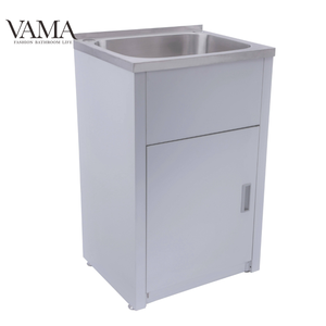 Gabinete de lavandería pequeño de hierro personalizado VAMA con fregadero de acero inoxidable - Product Image 1