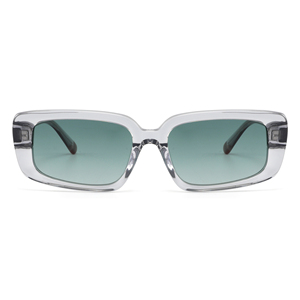Gafas de sol rectangulares modernas con montura completa, montura transparente sólida, lentes verdes, protección anti-UV, unisex, para adultos - Product Image 1