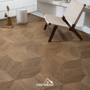 Parquet géométrique en chêne fumé de luxe, sol en bois organique, design personnalisé pour les projets d'intérieur modernes - Product Image 1