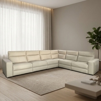 Ensemble de canapés inclinables électriques en cuir véritable de luxe moderne en forme de L, zéro distance murale, pour salon et home cinéma, avec port de charge USB et éclairage LED