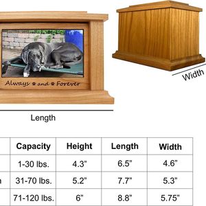 Pet Cremation <b>Urn</b> Wooden Rectangle Pine 4.3x6.5x4.6 Inches Durable Pet Memorial for <b>Cat</b> and Dog - Product Image 2