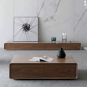 Mueble de <span class=keywords><strong>TV</strong></span> de Madera Maciza, Estilo Nórdico Minimalista Vintage, Mueble de Suelo Color Nogal, para Apartamentos Pequeños, Sala de Estar Estrecha - Product Image 1