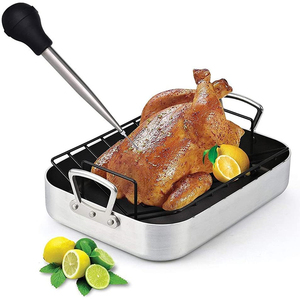 Juego <span class=keywords><strong>de</strong></span> Utensilios <span class=keywords><strong>de</strong></span> Acero Inoxidable para Cocinar con Inyector <span class=keywords><strong>de</strong></span> Marinada, Jeringa, Brocha para Untar y Cepillo <span class=keywords><strong>de</strong></span> Limpieza, para Pavo - Product Image 2