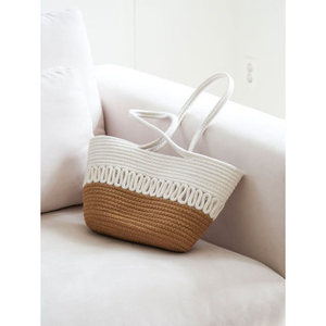 Borsa da donna a mezza tinta personalizzabile con Texture a forma di borsetta da spiaggia con due cinturini con struttura quadrata e cuscino personalizzato - Product Image 1