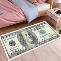 Tapis moderne en 3D dollar américain Design créatif de billets de banque Tapis de porte d'entrée résistant aux taches pour la cuisine Tapis de pied de salle de bain