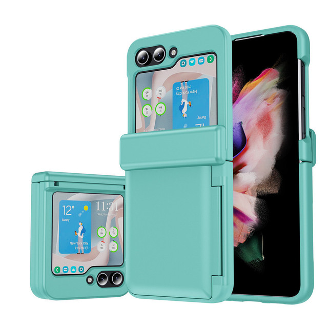 Credit Card Slot Folding Mobile Phone Cover PC TPU Skin Feeling Hard PC Wallet Phone Case for Samsung Galaxy Z Flip 5 6 7