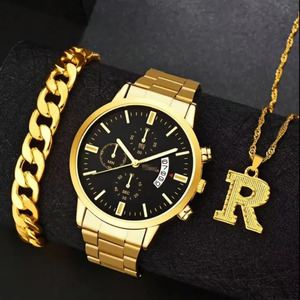 Set di Orologi da <span class=keywords><strong>Uomo</strong></span> alla Moda Casual con Tre Quadranti, Calendario, Movimento al Quarzo + Bracciale + Collana - Product Image 6