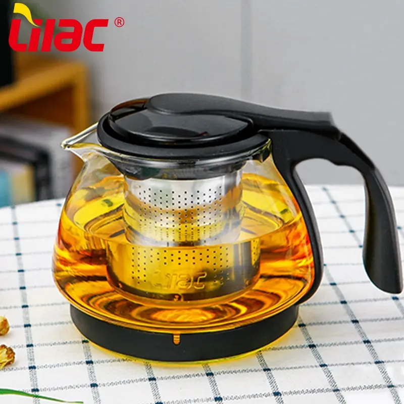 Lilac BSCI SGS LFGB 700ml Glass Tea Pot Set và cốc khay trung quốc mang nhãn hiệu Tea Set Hộp Quà Tặng thủy tinh ấm trà của ly