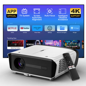 Projecteur vidéo 4K HDR ultra-lumineux EARC avec système Linux, objectif électrique, haut-parleur 30W, projecteur LCD certifié <span class=keywords><strong>Youtube</strong></span>/Prime Video - Product Image 1