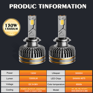 A130 Faros delanteros LED de alta potencia para automóviles Impermeable SUV/Iluminación para camiones 6500K Blanco brillante Clasificación IP67 - Product Image 2