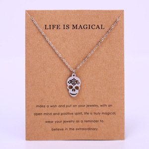 Acier inoxydable Plume Ours Hamsa Main Fatima Trèfle Chanceux Palmier Montagne <span class=keywords><strong>Carte</strong></span> Du Monde Voyage Touristique Pendentif Chaîne Collier - Product Image 5