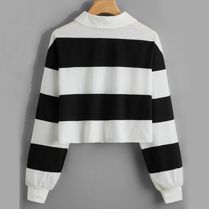 T-Shirt <span class=keywords><strong>Polo</strong></span> sportiva RG-Crop Top ragazze <span class=keywords><strong>manica</strong></span> <span class=keywords><strong>lunga</strong></span> 3 bottoni da <span class=keywords><strong>donna</strong></span> e da <span class=keywords><strong>donna</strong></span> con Splicing su misura t-Shirt <span class=keywords><strong>Polo</strong></span> - Product Image 2
