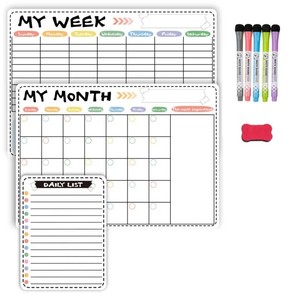 Ensemble d'aimants de réfrigérateur personnalisés double face pour planification mensuelle, <span class=keywords><strong>hebdomadaire</strong></span> et quotidienne, forme personnalisée, tableau blanc effaçable en acrylique, tableau de notes - Product Image 1
