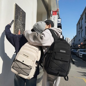 Student <b>Backpack</b> 18 In Unisex School Education <b>Black</b> White Blue Pink Letter Pattern Interior Zipper Pocket - Product Image 1