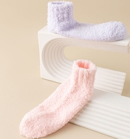 Bonbons couleur hiver corail polaire chaussettes cheville anti-dérapant pantoufles chaussettes confortables chaud sommeil chaussettes