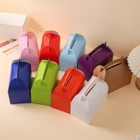 Boîte en papier pour emballage de cadeaux et de desserts jetable de couleur unie avec poignée