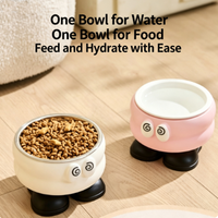 Gamelle surélevée en céramique pour animaux de compagnie, protection du cou, antidérapante, pour chat et chien, design mignon, en acier inoxydable, anti-renversement