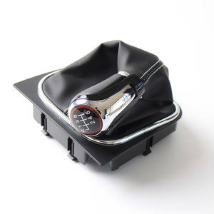 Housse de pommeau de levier de vitesse en cuir avec surpiqûres blanches pour Volkswagen Golf 5 6, protection du levier de vitesse pour boîte manuelle - Product Image 4