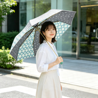 Parapluie pliant à 3 volets de qualité supérieure, bicolore, avec impression intégrale du logo et poignée transparente verte, vente en gros