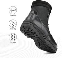 Bottes de travail tactiques imperméables noires pour hommes SONICE, avec fermeture éclair latérale, respirantes, durables, en cuir, pour moto, combat, antidérapantes, quatre saisons