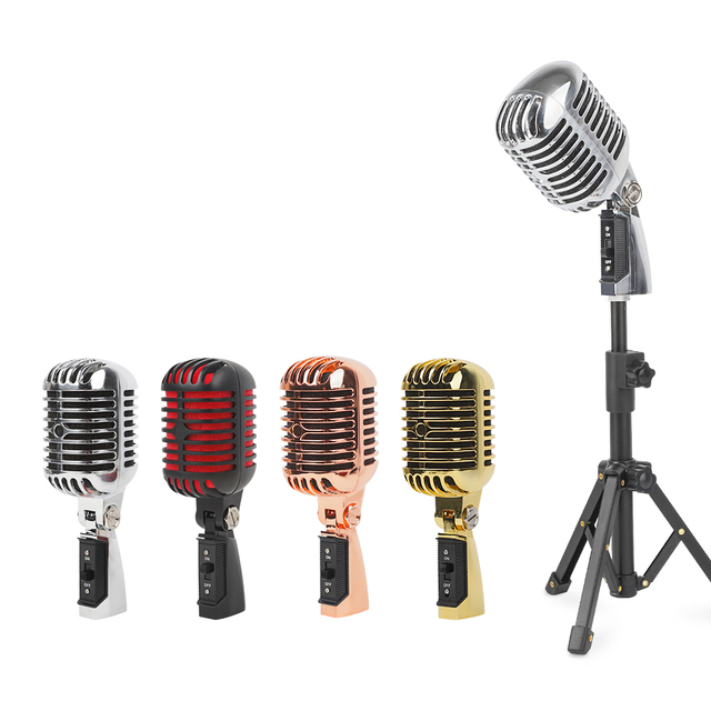 Factory Direct Supply Stage Performance Classical Retro Dynamic Microphone Star Stage Antique Nostalgic Metal Microphone