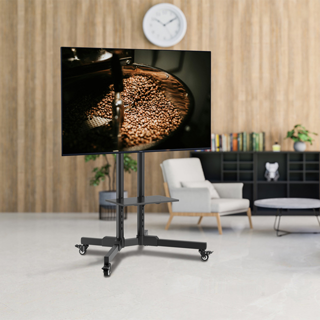 Height Adjustable Mobile TV Trolley Rolling Floor Portable Stand Mount for Screen 32" -65 " TV Cart