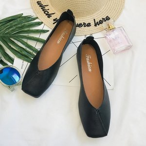 Ladies PU Leather <b>Soft</b> Comfortable Ballet Flats Breathable Anti-Slip Square Toe Slip-On Fashion Trend Spring <b>Shoes</b> - Product Image 4