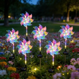 Lampe <span class=keywords><strong>solaire</strong></span> LED extérieure étanche RGB multicolore en forme <span class=keywords><strong>de</strong></span> <span class=keywords><strong>moulin</strong></span> à vent pour pelouse, parc, allée, portail, sécurité, aménagement paysager et événements - Product Image 1