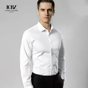 Herren Nacht Slim Fit 260 Gsm Leinen bestickt NON Bügeln Herren Langarm Hosen Shirt Abendkleider für Herren