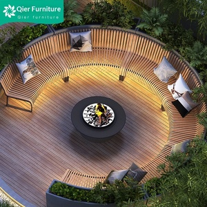 <b>Leisure</b> Chair Outdoor Stainless Steel Curved <b>Bench</b> Finished Chair Scenic Areas Parks Squares Tree-side Chair Imitation Wood - Product Image 4